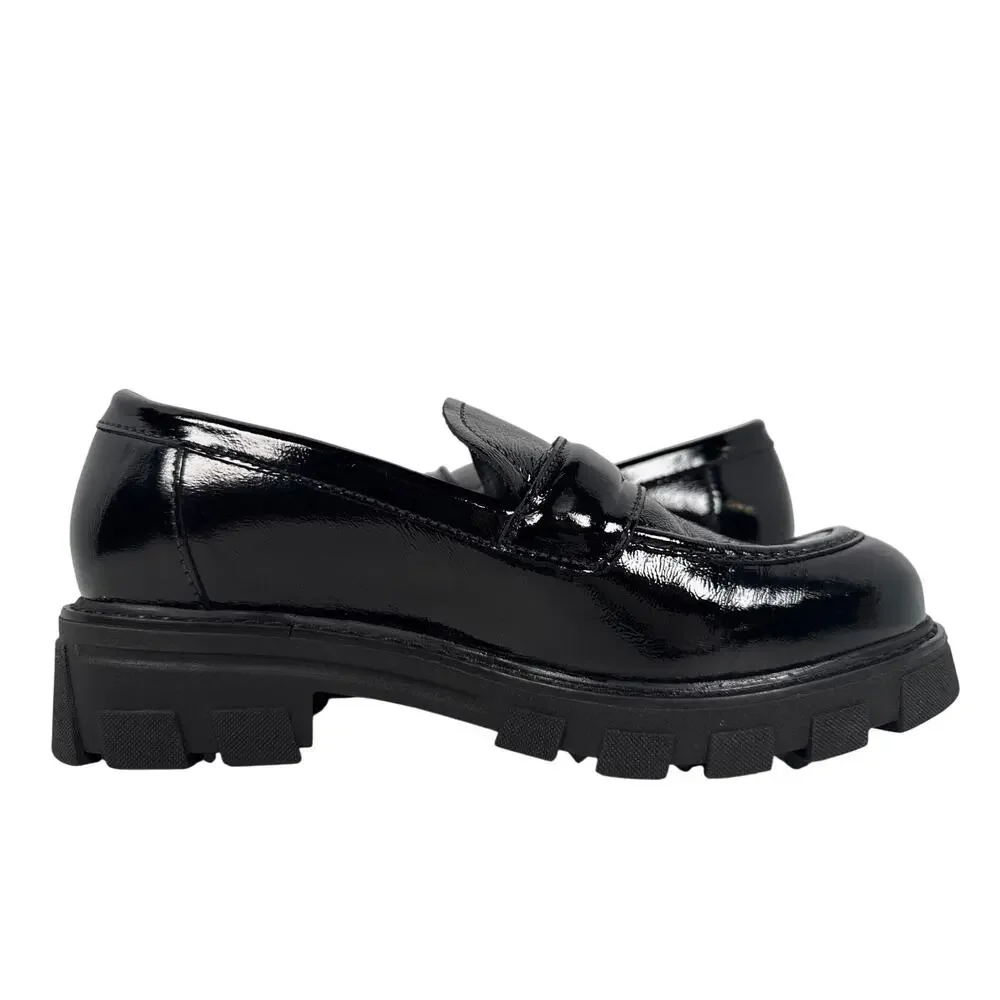 La Canadienne Douglas Platform Loafer Womens 10 M‎ Black Patent Leather